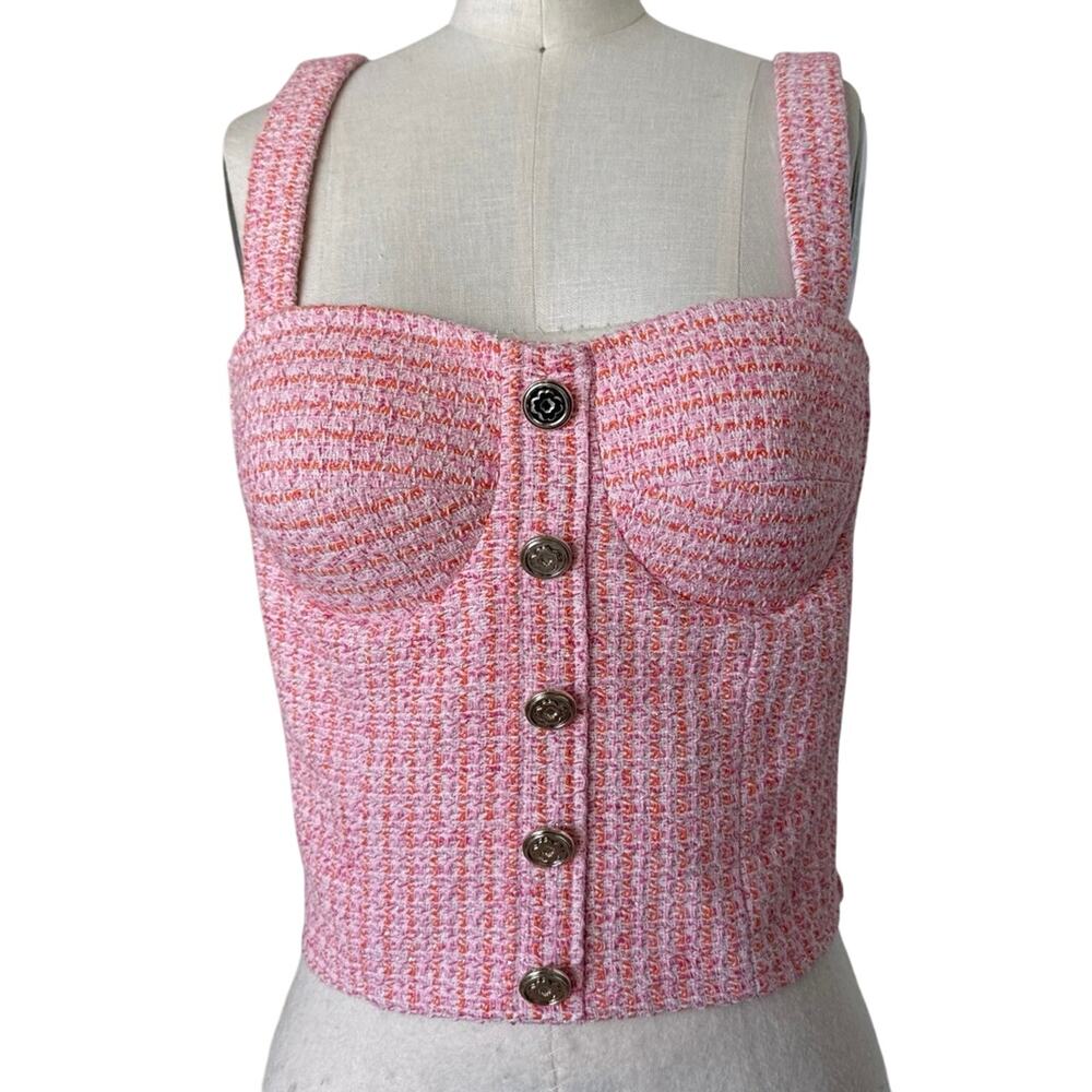 Maje Tweed Pink Top Size 2/M/38